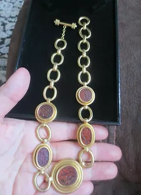 Authentic Elizabeth Locke 18k Yg Carved Carnelian Coin Necklace • $11000