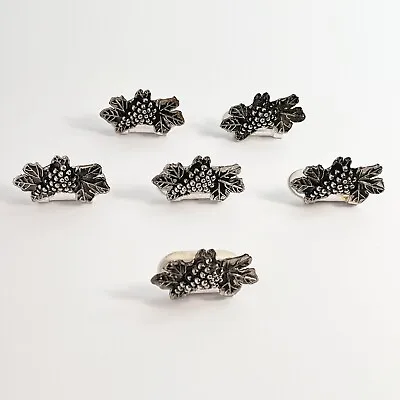 Vintage Silverplate Set 6 Table Name Holder Place Card Holders Grape Vine Leaf • $49.95