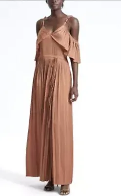 Banana Republic X Olivia Palermo Copper Pleated Sleeveless Goddess Dress Sz 12 • £27.95