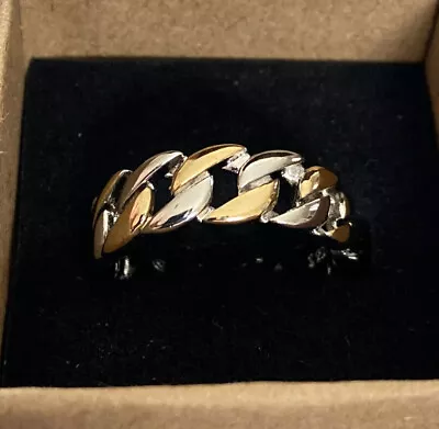 Silver Gold Contrast Chain Ring Men Or Women Band Size 10 • $9.99