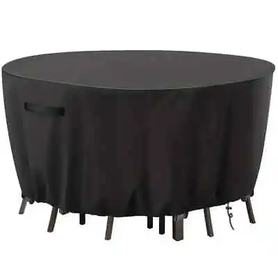 Large Round Waterproof Furniture Cover 185x65cm Outdoor Garden Patio Table Chair • £12.99