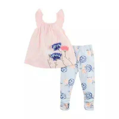 Mud Pie Freshly Picked Rosette Hydrangea Tunic & Capri Set  24M/2T 3T 4T 5T • $30.40