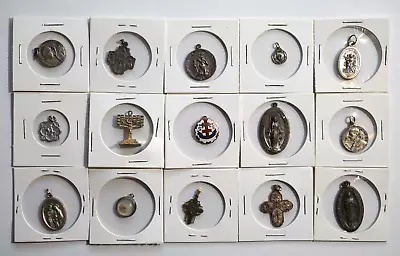 Vintage / Antique Pendant Charm Jewelry Charms / Crosses / Religious - Lot Of 15 • $101.25