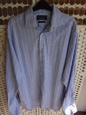 M&S Sartorial Blue Striped Shirt Mens Size 16.5  • £10