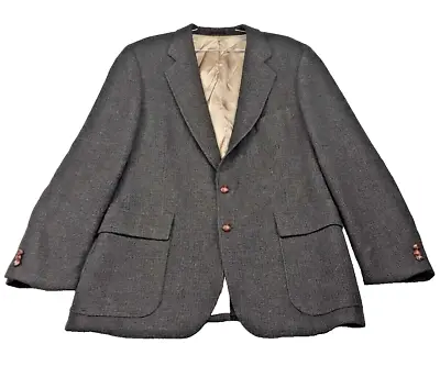 English Manor Sport Coat Blazer Wool 41-44 R Brown Tweed Herringbone  FREE TIE* • $42.87