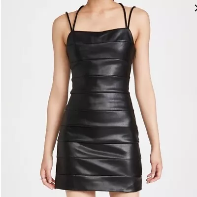 $100 • Buy Staud Buzz Faux Leather Mini Dress Xs Black 
