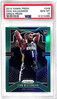 Zion Williamson 2019 Panini Prizm #248 Green Prizm Psa 10 Gem Mint Very Rare Rc • $1199.99