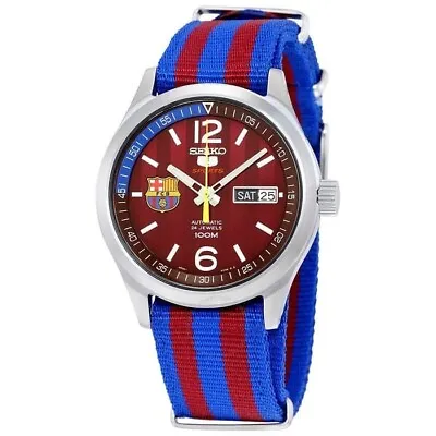 SEIKO 5 Sports SRP305K1 FCB Barcelona Day Date Nylon Automatic Watch 24 Red Blue • $259