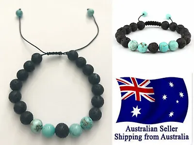 $6.95 • Buy Adjust Chakra Bracelet Healing Lava Turquoise Bead Oil Diffuser Aromatherapy 1pc