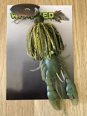 WHACKED LURES ~ 3/4oz CRAY CHATTERBAIT ~ GREMLIN GREEN ~ 5  Crayfish Trailer • $17.99