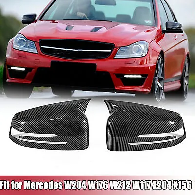 Mirror Cover Caps Carbon Fiber For Mercedes Benz W204 W176 W212 CLA250 C207 C63 • $35.69