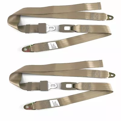 Tan 2 Two Point Seat Belt New Lap Belt OEM Quality NEW! 60  PAIR Belts 2X • $57.65