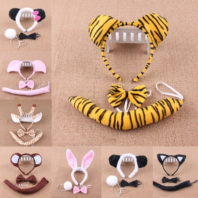 £4.09 • Buy Animal Ears Rabbit Cat Headband & Tail Safari Fancy Dress Costume Unisex Outfit