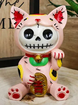 Furry Bones Pink Maneki Neko Skeleton Figurine Lucky Cat Kitten Furrybones Toy • $14.99