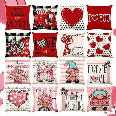 4Pack Heart Love Square Throw Pillow Cases Valentine's Day Cushion Covers Decor • £11.51