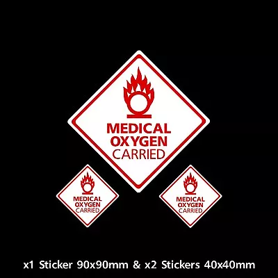 X3 Medical Oxygen Carried On Board Sticker - Car Van Coach Taxi Cab (CC024) • £2.39