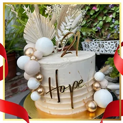 Personalised Name & Age Cake Topper Charm - Any Name Any Age Gold Acrylic Topper • £7.95