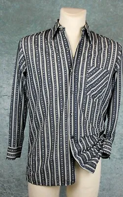 True Vintage Men's Veracon Casual Shirt GDR 1980er Cuffs Nylon Blue Gray • £36.54