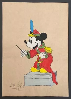 Walt Disney (Handmade) Drawing On Old Paper Signed & Stamped Vtg Art • $120