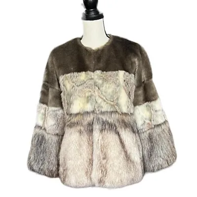 $42.99 • Buy Zara Faux Fur Contrast Cream Black Jacket Coat Womens Size Small