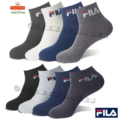 FILA Mens Womens Sports Trainer Socks Ankle Low Cut Invisible Cotton Lot • £10.99