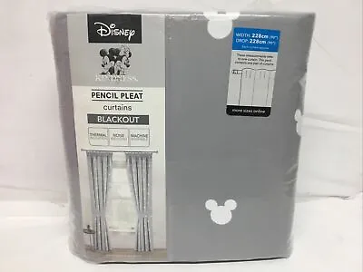 Disney Mickey Mouse Pencil Pleat Blackout Curtains 90 X90  Each CurtaIn Grey NEW • £46