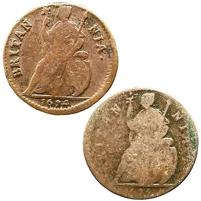 Charles Ii 1674 & 1675 Farthing Coins ** Collection / Spink 3394 ** • £0.99