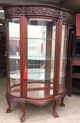 Carved Mahogany Beveled Glass China Cabinet Attr. R. J. Horner • $2650