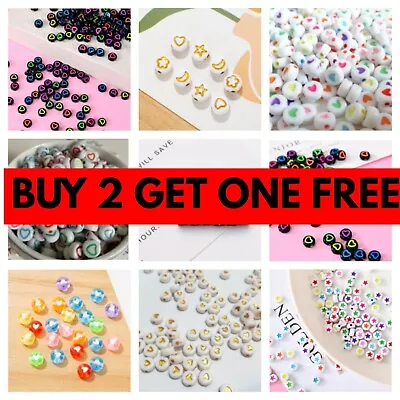 Heart And Star Beads Children DIY Craft Art Threading Jewellery Variety Gift  • £2.59