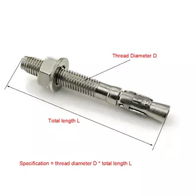 A2 Stainless Through Bolts Anchor Wall Hanging Wedge Bolt M6 M8 M10 M12 M16 • £2.44