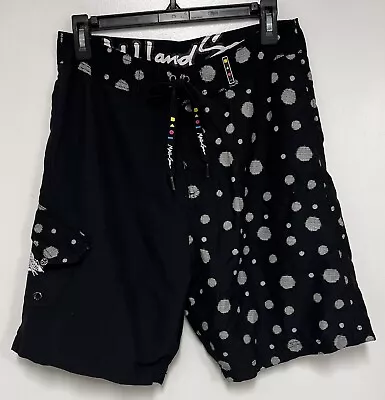 Maui And Sons Board Shorts Mens Surf Trunks Swim Suit Sz 30 Black White Pockets • $14.99