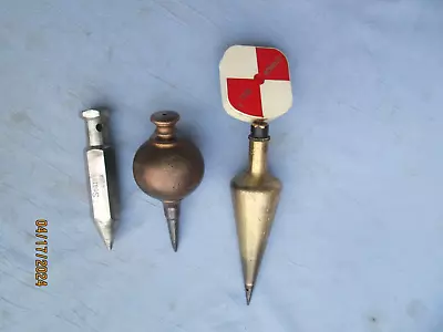 Lot Of 3 Vintage Antique Plumb Bobs Brass Steel Carpenter Tools • $21.50