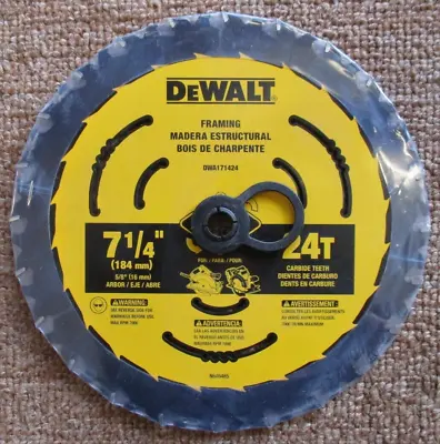 DEWALT DWA171424 7-1/4-Inch 24-Tooth Circular Saw Framing Blade • $13.93