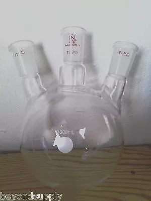 Lab Glass Flask  3 Neck Three Neck Round Bottom 1000ml 24/40 New • $40.50