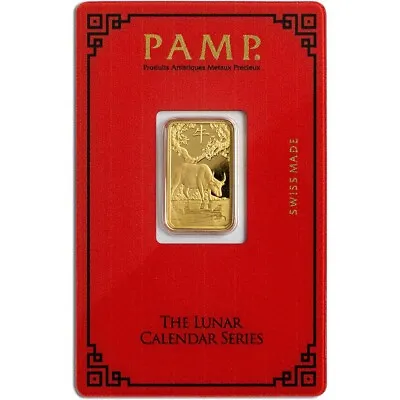 Pamp Suisse The Lunar Calendar Series 5 Gram Gold Bar  Lunar Year Of The Ox • $454.86