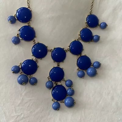 J Crew Bib Statement Necklace Blue Bubble Bead Chandelier Drop Dangle Pendant • $6.99