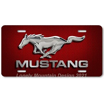 Ford Mustang Inspired Art On Red Hex FLAT Aluminum Novelty Car License Tag Plate • $19.99