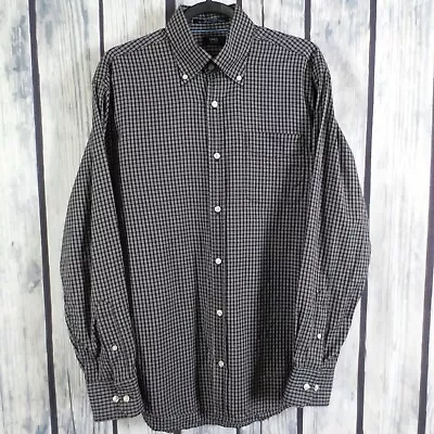 LINCS David Chu Men's M Brown White Checks Long Sleeve Button Down Shirt (S9) • $9.60