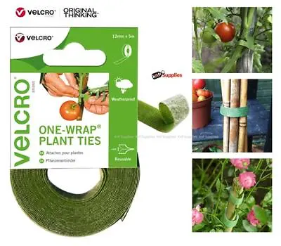 Velcro One Wrap Plant Tie Tape Strap Support Reusable Hook Loop Cable Tidy Wrap • £3.95