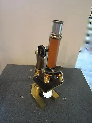 VINTAGE OPTICAL ANTIQUE BRASS MICROSCOPE LEITZ As Shown BAUSCH OPTICS #LOBBY • $1369.54