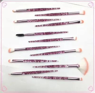 10pc  Pink Glitter Makeup Artist Brush Set Kit Face Cosmetic Foundation Powder • £15