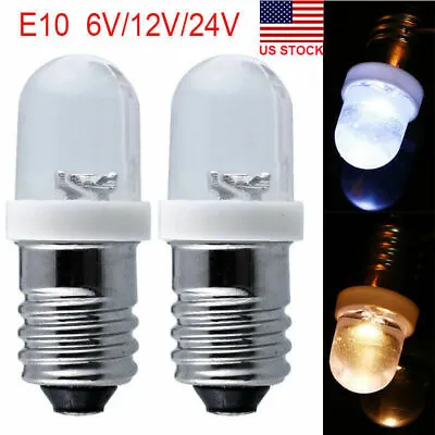 2/10Pcs E10 LED Screw Base Indicator Bulb 6-24V Illumination Lamp Lights White • $6.05