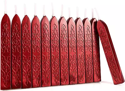 Mornajina 12 Pieces Metalic Red Sealing Wax Sticks With Wicks Vintage Wax Seal • $14.49