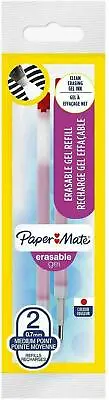 £1.99 • Buy Paper Mate Erasable Gel Pen Refills Medium Tip 0.7 Mm Red Pack Of 2