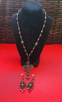 $24.99 • Buy Vintage Ben Amun Jewelry Set Rhinestones Necklace And Earrings In Good Condition