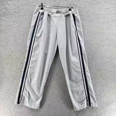 Vintage Nike Track Pants Men Extra Large Grey Dri Fit Straight Side Stripes Y2K • $28.04