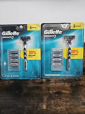 3 Gillette Mach3 Razor With 5 Cartridges Brand New Authentic Lot Of 3 • $23.99