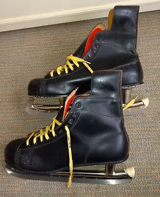  Men's Vintage Leather Ice Hockey Skates~Size 12~American Rocket NHL Approved  • $28