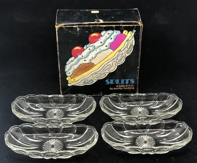 Vintage Banana Split Ice Cream Dishes Set Of 4 In Original Box Anchor Hocking • $19.99