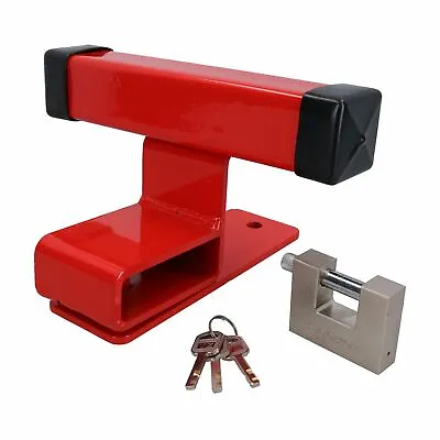 Garage Door Defender Lock Motor Bike Car Stop Bar Up And Over & Padlock • £43.55